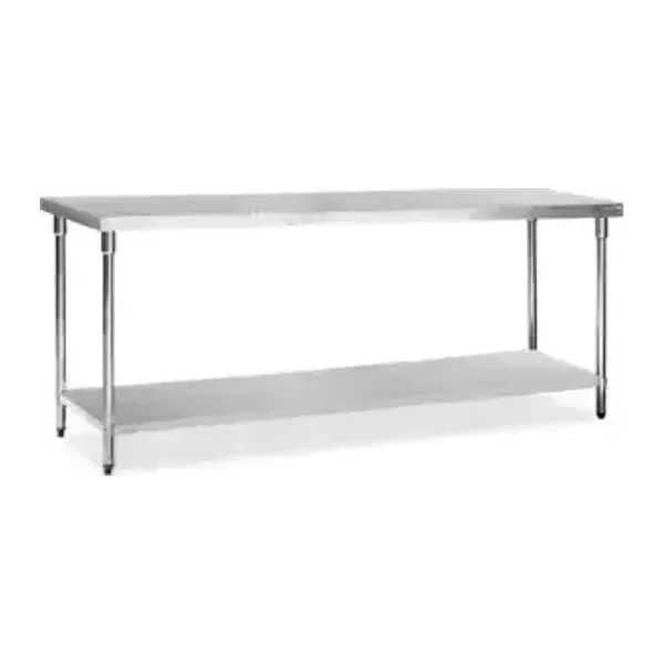 Mesa de Acero Inoxidable 230 x 70 cm con Estante | Flamemax HWT-2-723R