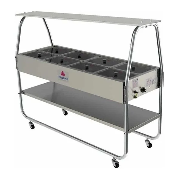 Mesa 8 cubas de calor tapa de vidrio | Progas PRB-08GN