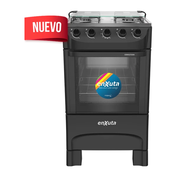 Cocina 4 hornallas Enxuta CENX27200NG mesada inox horno easy-clean