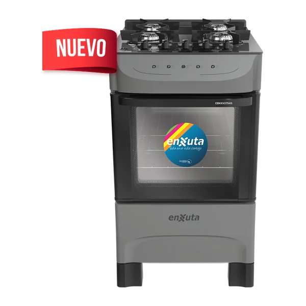 Cocina multigas Enxuta CENXV27543T mesada vidrio negro