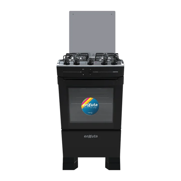 Cocina Supergas 4 Hornallas Negra con Horno Eléctrico | Enxuta CENX27544NG-1