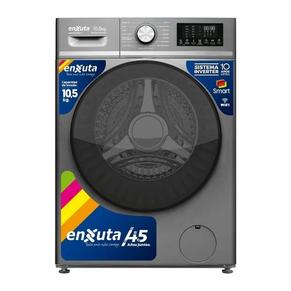 Lavarropa carga frontal inverter smart 10,5 kg titanium | Enxuta LENXS01050T-1
