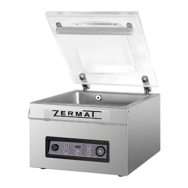 Envasadora al vacío de mesa Zermat JazzVac 35 con tapa abierta