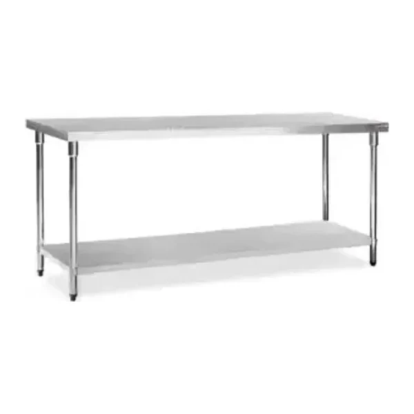 Mesa de Acero Inoxidable 210 x 70 cm con Estante | Flamemax HWT-2-721R