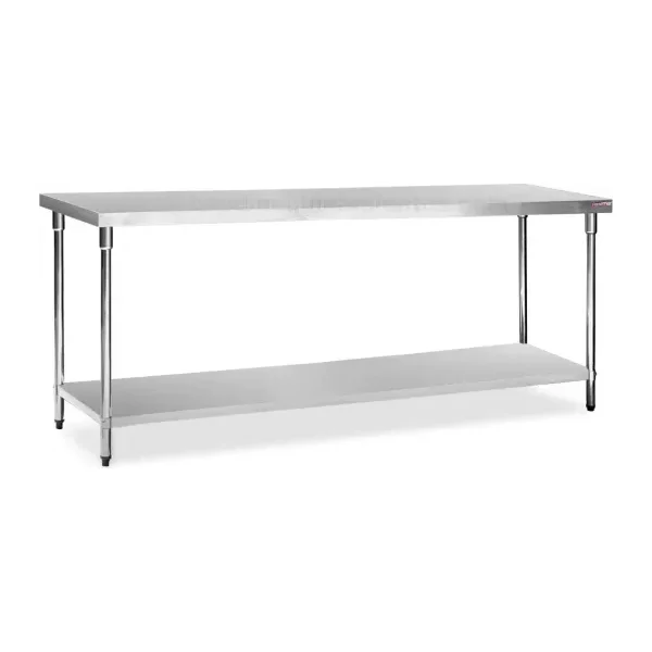 Mesa de Acero Inoxidable 230 x 70 cm con Estante | Flamemax HWT-2-723R