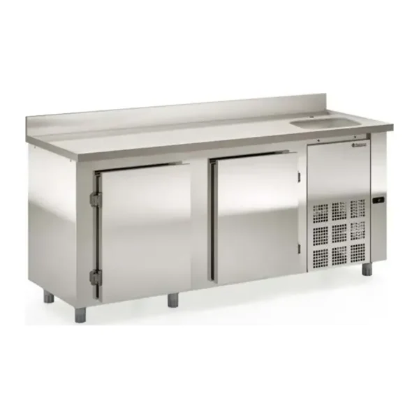 Bajo Mostrador Refrigerado 2 metros con pileta acero inox 304 Gelopar GBFE-200CD