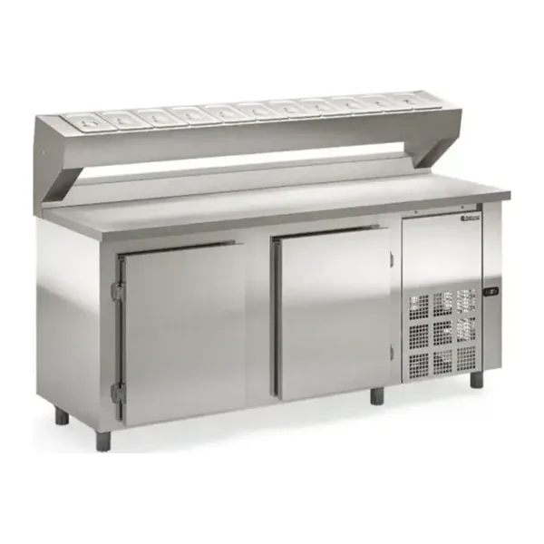 Bajo Mostrador Refrigerado 2 metros con topinera Acero Inoxidable 304 Gelopar GBPZ-200