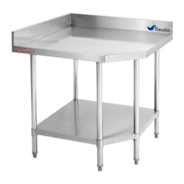 Mesa Acero Inoxidable 90 x 70 cm Esquinera con Zócalo | Flamemax HWT-79C