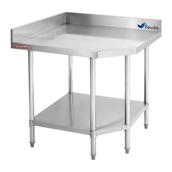 Mesa Acero Inoxidable 90 x 70 cm Esquinera con Zócalo | Flamemax HWT-79C