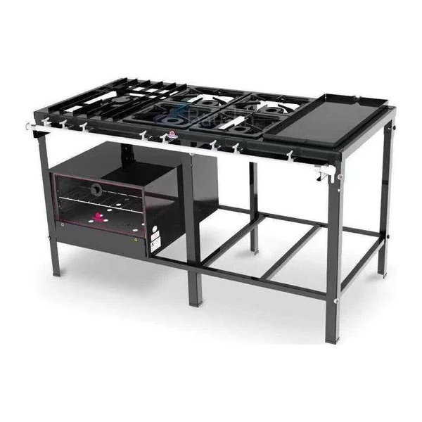 Anafe 5 Hornallas Plancha y Horno Piso de Chapa | Progas PMS-510FCH + FSI-680N