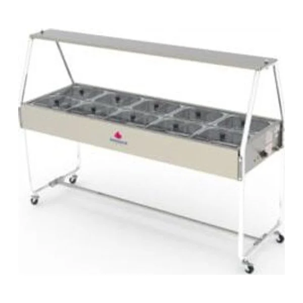 Mesa 10 cubas de calor tapa de vidrio | Progas PRB-10GN