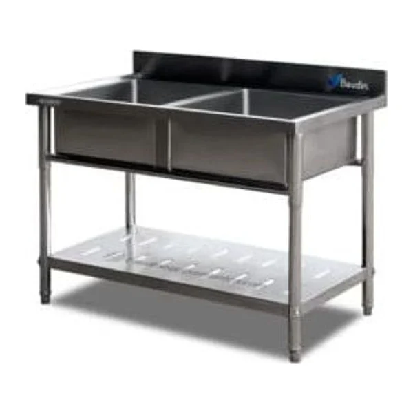 Mesada doble Pileta 120 x 70 cm con Zócalo | Flamemax HSB-712DU