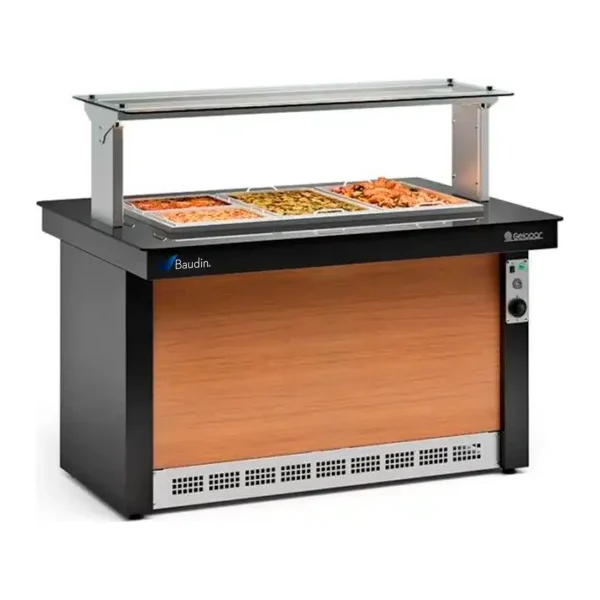 Mesa Buffet 6 cubas Refrigerada acero inoxidable con tapa Gelopar GBRF-140 PR Baudin Comprar en Uruguay