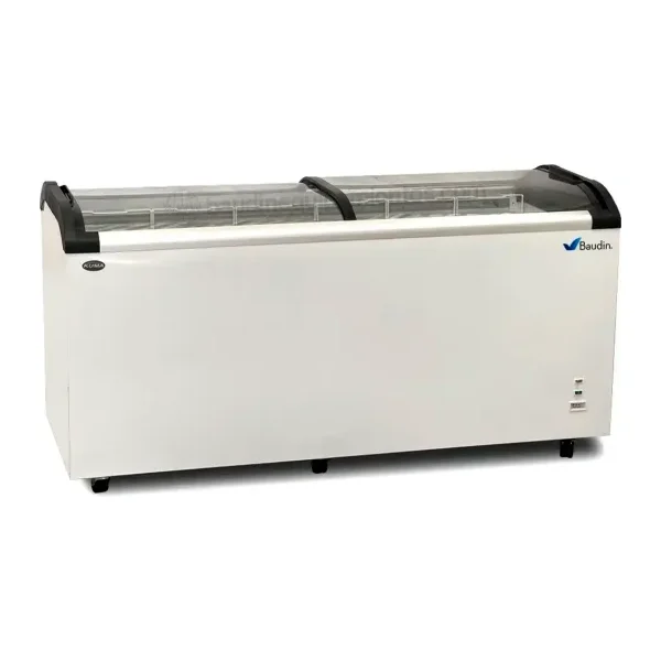 Freezer Horizontal 445 lts tapa de vidrio curvo exhibidor congelador kuma sdq500
