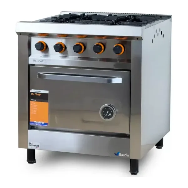 Cocina Industrial 4 Hornallas Morelli Horno Pizzero piso piedra Mr Cheff 750 Baudin