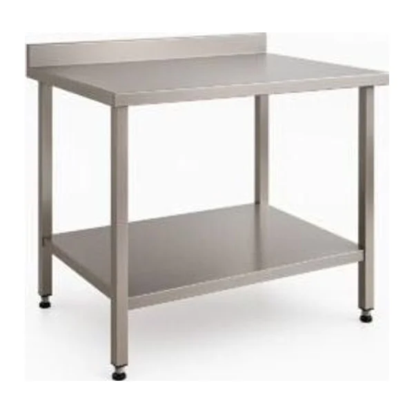 Mesa de Acero Inoxidable 100x80cm zocalo y estante | Baudin MZE-1080