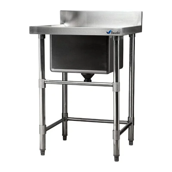 Pileta industrial de acero inoxidable con Zocalo 60 x 60 x 85 cm Acero Inoxidable Lundar DM32-6-600
