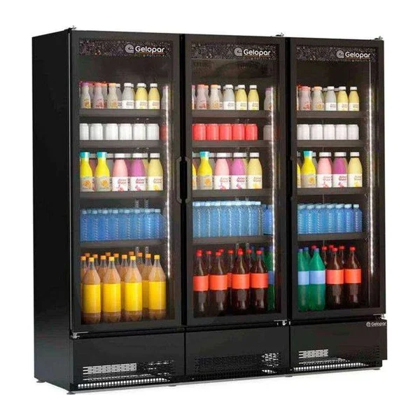 Visicooler Exhibidor 3 Puertas 1468L All Black Gelopar GCVR-1450