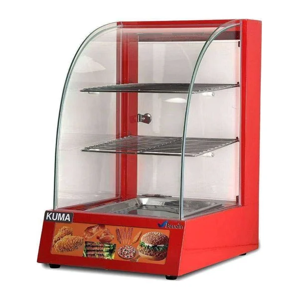 Vitrina Sobre Mesada Caliente Kuma HW-1PA Roja Vidrio Curvo