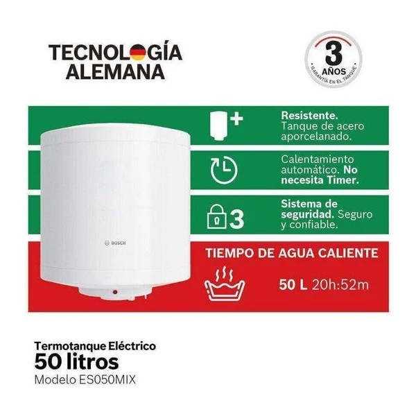 Termotanque eléctrico Bosch ES050MIX 50 L 1500 W tanque esmaltado