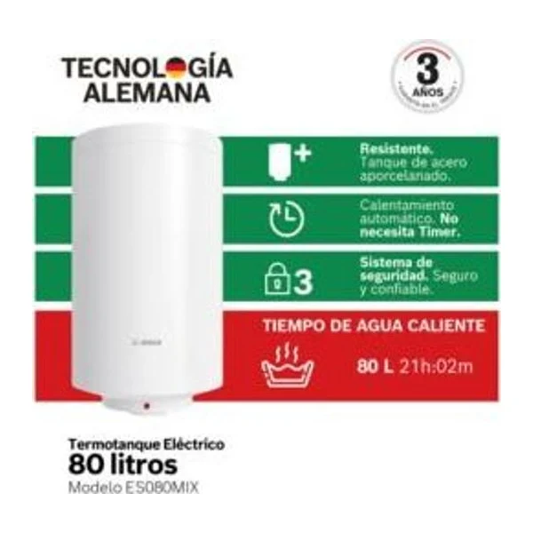 Termotanque eléctrico 80 L | Bosch ES080MIX