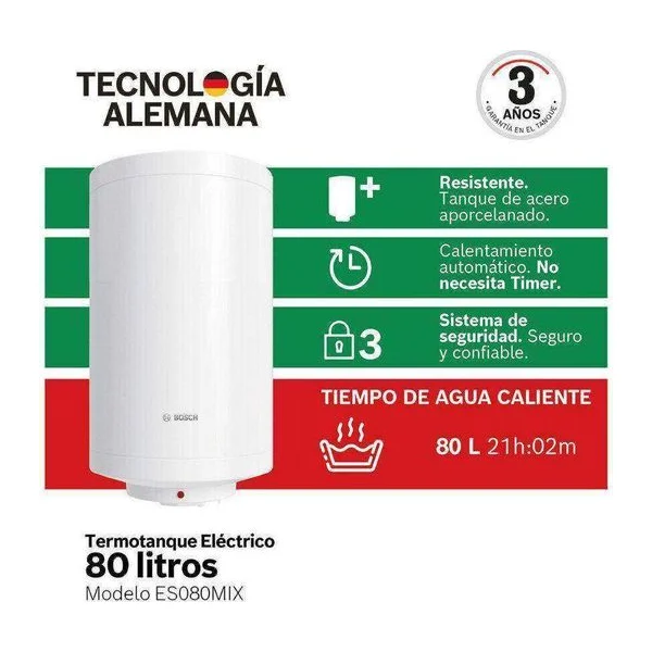 Termotanque eléctrico Bosch ES080MIX 80 L 2000 W