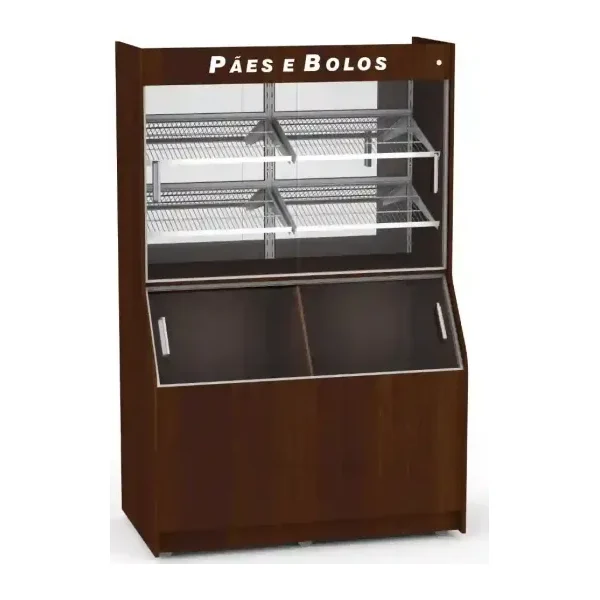 Mueble panera exhibidor con estantes inclinados y puertas de vidrio | Refrimate APTT1345