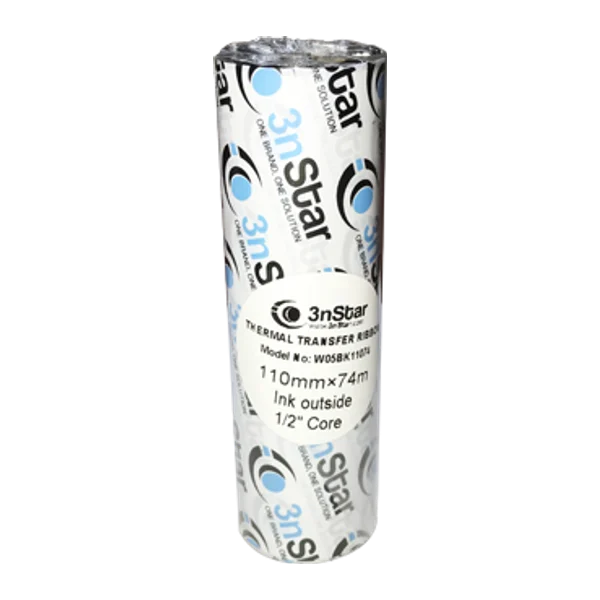 Ribbon cera 3nStar W05BK11074 negro 110x74m para impresoras LTT214 y LTT334