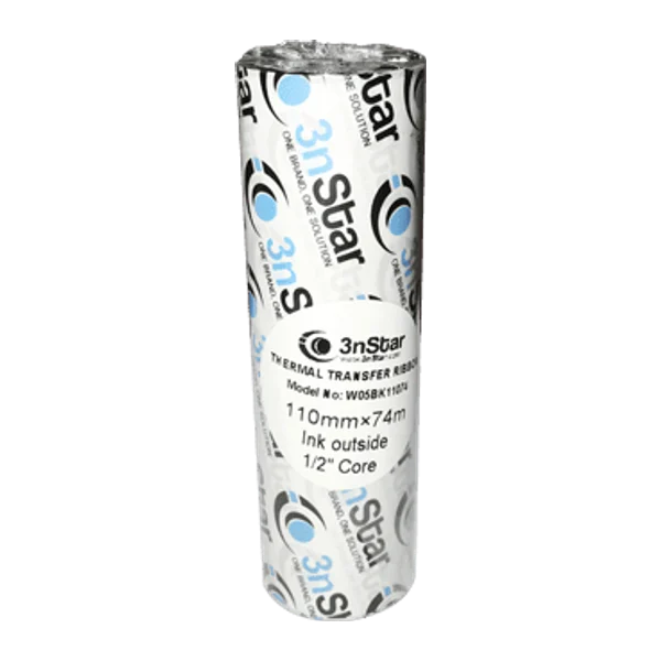 Ribbon cera 3nStar W05BK11074 negro 110x74m para impresoras LTT214 y LTT334
