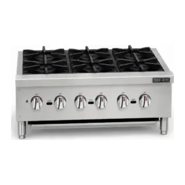 Anafe industrial a gas 6 quemadores 36" | Cheff Rite DCHPA36