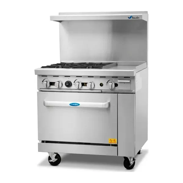 Cocina industrial a gas 4 quemadores y plancha 12Atosa AGR-4B12GR