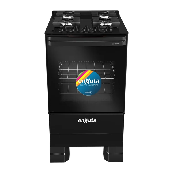 Cocina Enxuta supergas 4 hornallas negra CENXV27542NG