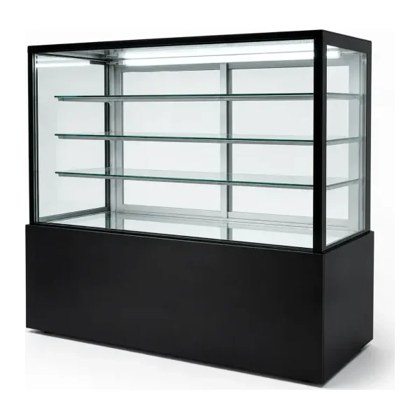 Vitrina confitera refrigerada Sanao BX-1500, 3 estantes, base de mármol, color negro