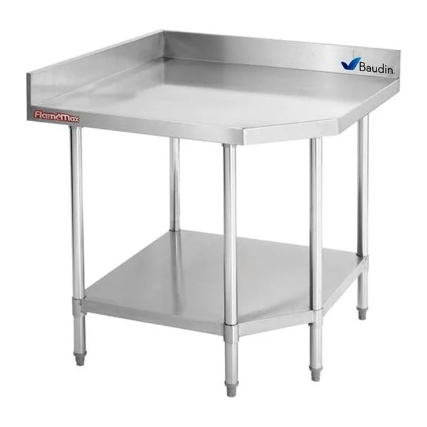Mesa Acero Inoxidable 90 x 70 cm Esquinera con Zócalo | Flamemax HWT-79C