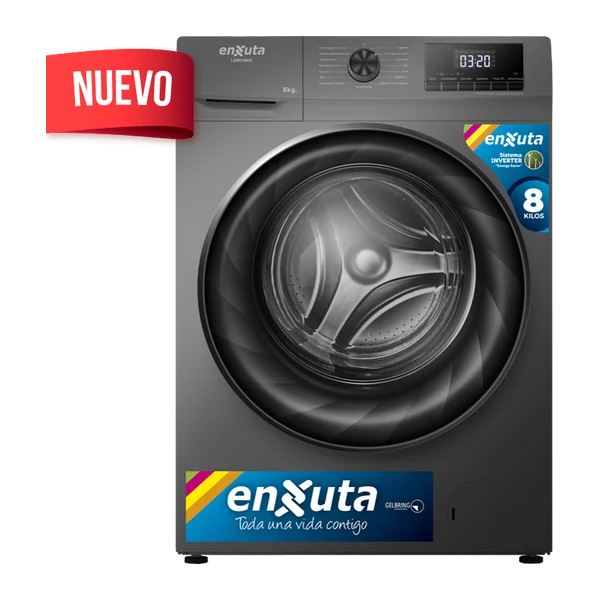 Lavarropas carga frontal Enxuta LENX1685T 8 kg inverter 1400 RPM tambor inox