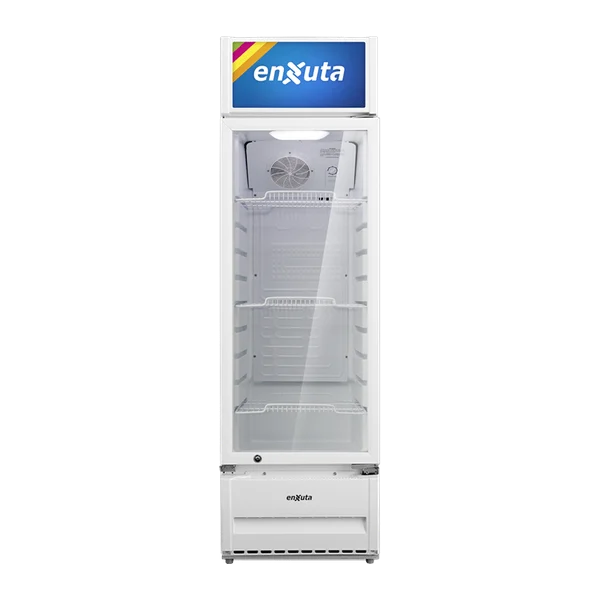Vitrina comercial vertical Enxuta VENX9211 211 L cenefa LED puerta vidrio templado