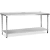 Mesa de Acero Inoxidable 210 x 70 cm Lisa con Zócalo 2.1 x 0.7m | Flamemax HWT-2-721RP