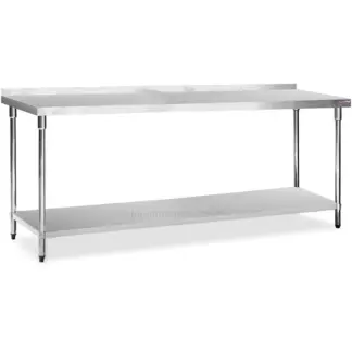 Mesa de Acero Inoxidable 230 x 70 cm con zócalo | Flamemax HWT-2-723RP