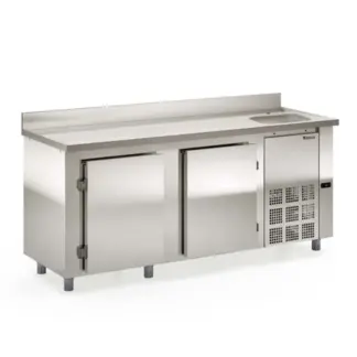 Bajo Mostrador Refrigerado 2 metros con pileta acero inox 304 Gelopar GBFE-200CD