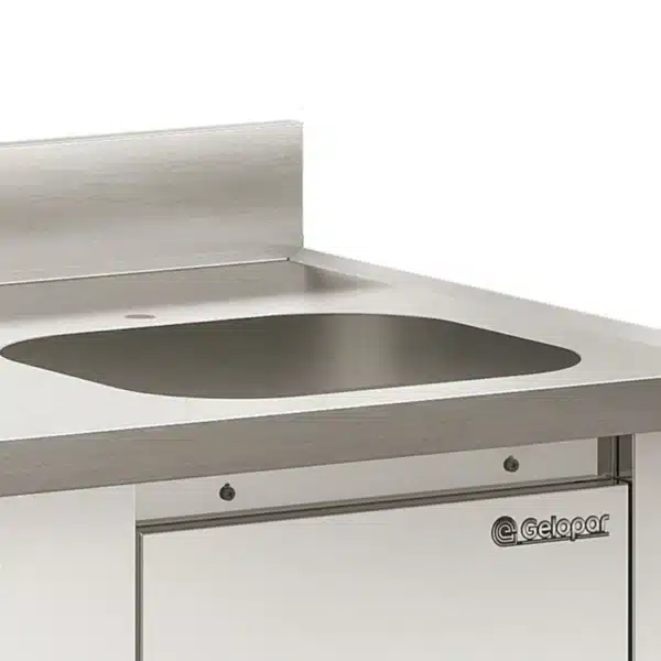 Bajo Mostrador Refrigerado 2 metros con pileta acero inox 304 Gelopar GBFE-200CD Detalle