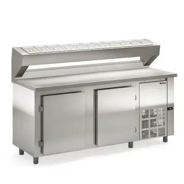 Bajo Mostrador Refrigerado 2 metros con topinera Acero Inoxidable 304 Gelopar GBPZ-200