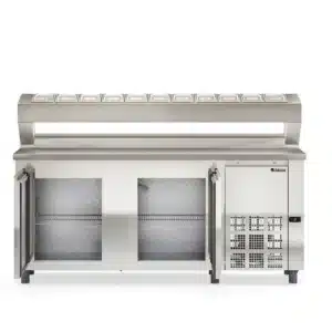 Bajo Mostrador Refrigerado 2 metros con topinera Acero Inoxidable 304 Gelopar GBPZ-200 Frontal