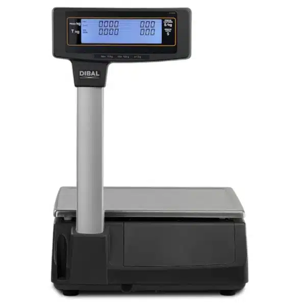 Balanza Digital Comercial 15 Kg con Torre Dibal W-025T Vista Cliente trasera
