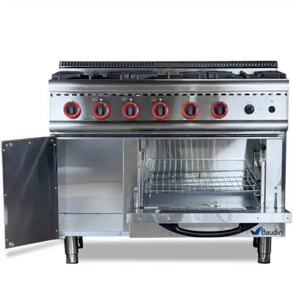 Cocina Lundar 6 Hornallas Industrial Vista Frontal Abierta