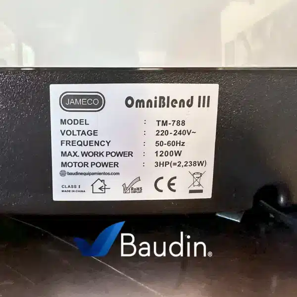 Detalle Etiqueta Licuadora Jameco TM-788