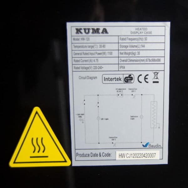 Vitrina 0,68 m Calor Sobremostrador | Kuma HW-120 | Baudin