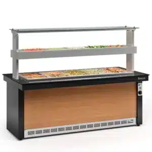 Mesa Buffet Combinada 12 cubas Frio y Calor acero inoxidable con tapa Gelopar GBTA-140 PR Baudin Comprar en Uruguay