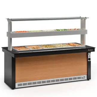 Mesa Buffet Combinada 12 cubas Frio y Calor acero inoxidable con tapa Gelopar GBTA-140 PR Baudin Comprar en Uruguay