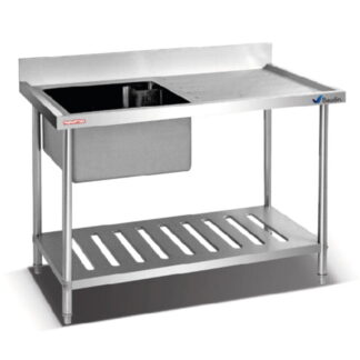 Mesada de Acero Inox Pileta 1,5 M con Zócalo | Flamemax HSB-715SU