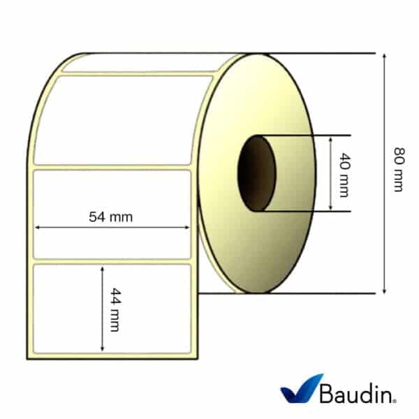 Rollo etiquetas térmicas 54x44 | Kuma RET-54x44 | Baudin